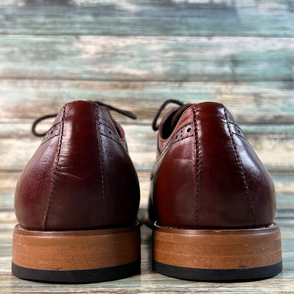 Stacy Adams Dickinson Oxford Dress Shoe Mens Sz 9.5M Shiny Brown Leather Cap Toe main image 6